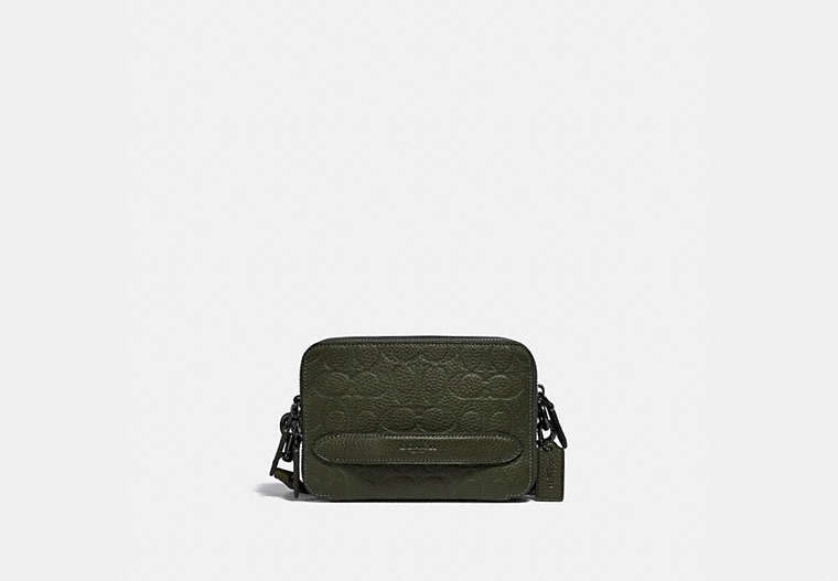 COACH®,CHARTER CROSSBODY IN SIGNATURE LEATHER,Pebble Leather,Mini,Dark Shamrock,Front View