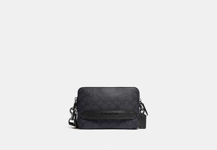 COACH®,CHARTER CROSSBODY IN SIGNATURE CANVAS,Coated Canvas,Mini,Charcoal,Front View