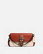 COACH®,BEAT CROSSBODY CLUTCH IN COLORBLOCK,Smooth Leather,Mini,Pewter/Red Sand Ivory Multi,Front View