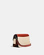 COACH®,BEAT CROSSBODY CLUTCH IN COLORBLOCK,Smooth Leather,Mini,Pewter/Red Sand Ivory Multi,Angle View