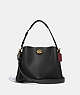 COACH®,WILLOW SHOULDER BAG,Pebble Leather,Medium,Brass/Black,Front View