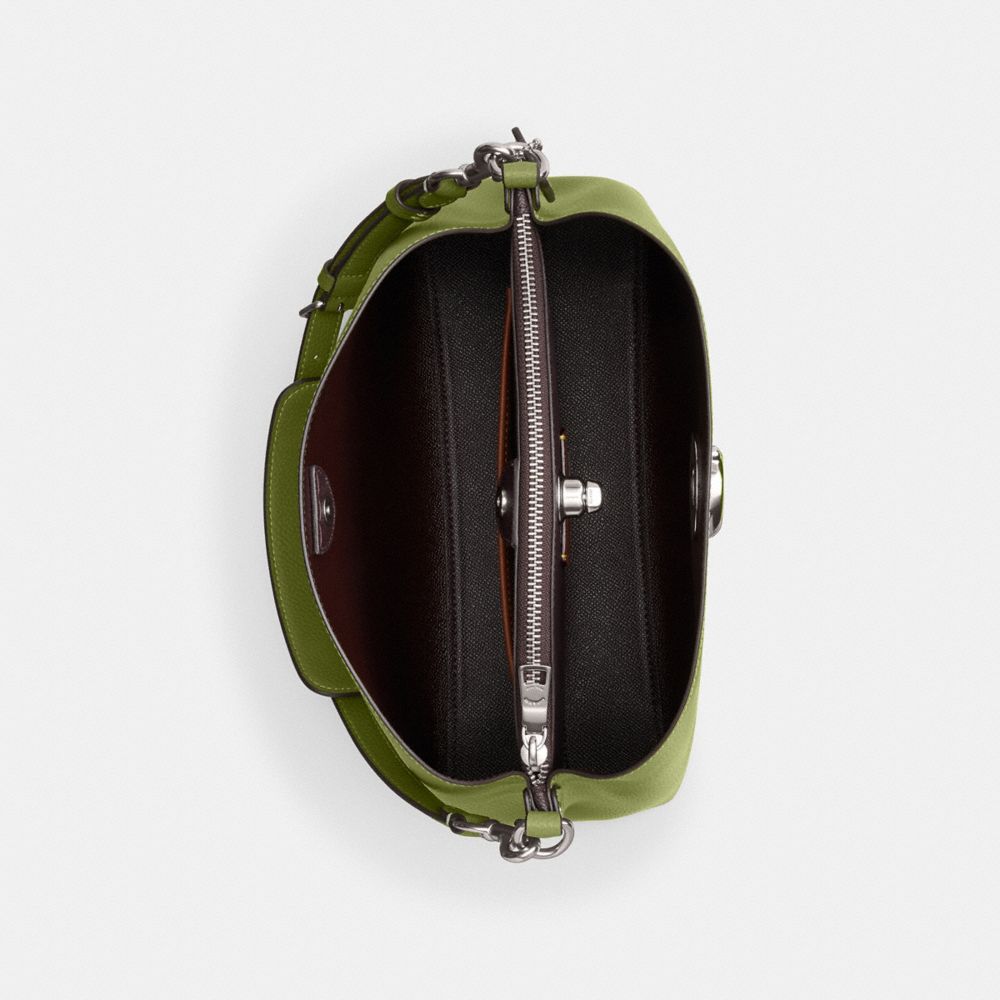 COACH®,Willow Shoulder Bag,Leather,Shoulder Bag,Logo,Metal,Gold Metal,Casual,,Inside View,Top View