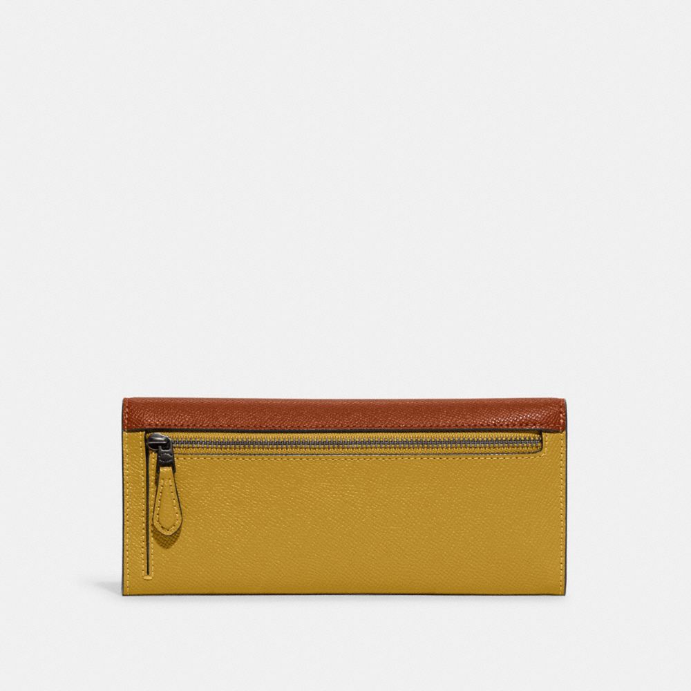 COACH®,PORTEFEUILLE SOUPLE WYN AVEC CONTRASTE DE COULEUR,Cuir galet,Étain/Lin,Back View