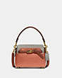 COACH®,TATE 18 CROSSBODY IN COLORBLOCK,Glovetanned Leather,Small,Brass/Light Coral Multi,Front View