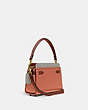 COACH®,TATE 18 CROSSBODY IN COLORBLOCK,Glovetanned Leather,Small,Brass/Light Coral Multi,Angle View