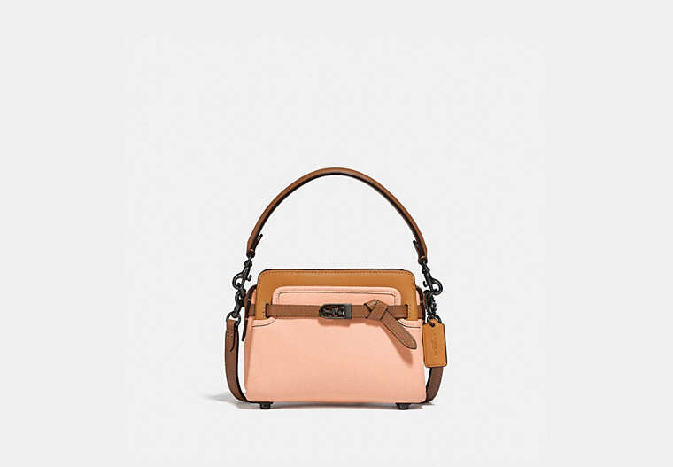 COACH®,TATE 18 CROSSBODY IN COLORBLOCK,Glovetanned Leather,Small,Pewter/Blush Natural Multi,Front View