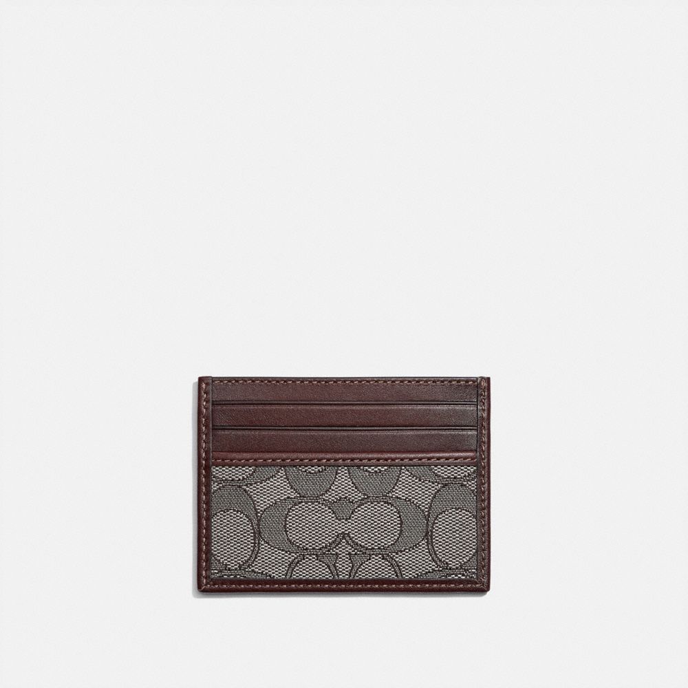 Coach Men'S Signature Jacquard Card Case - Smoke/Black for Men