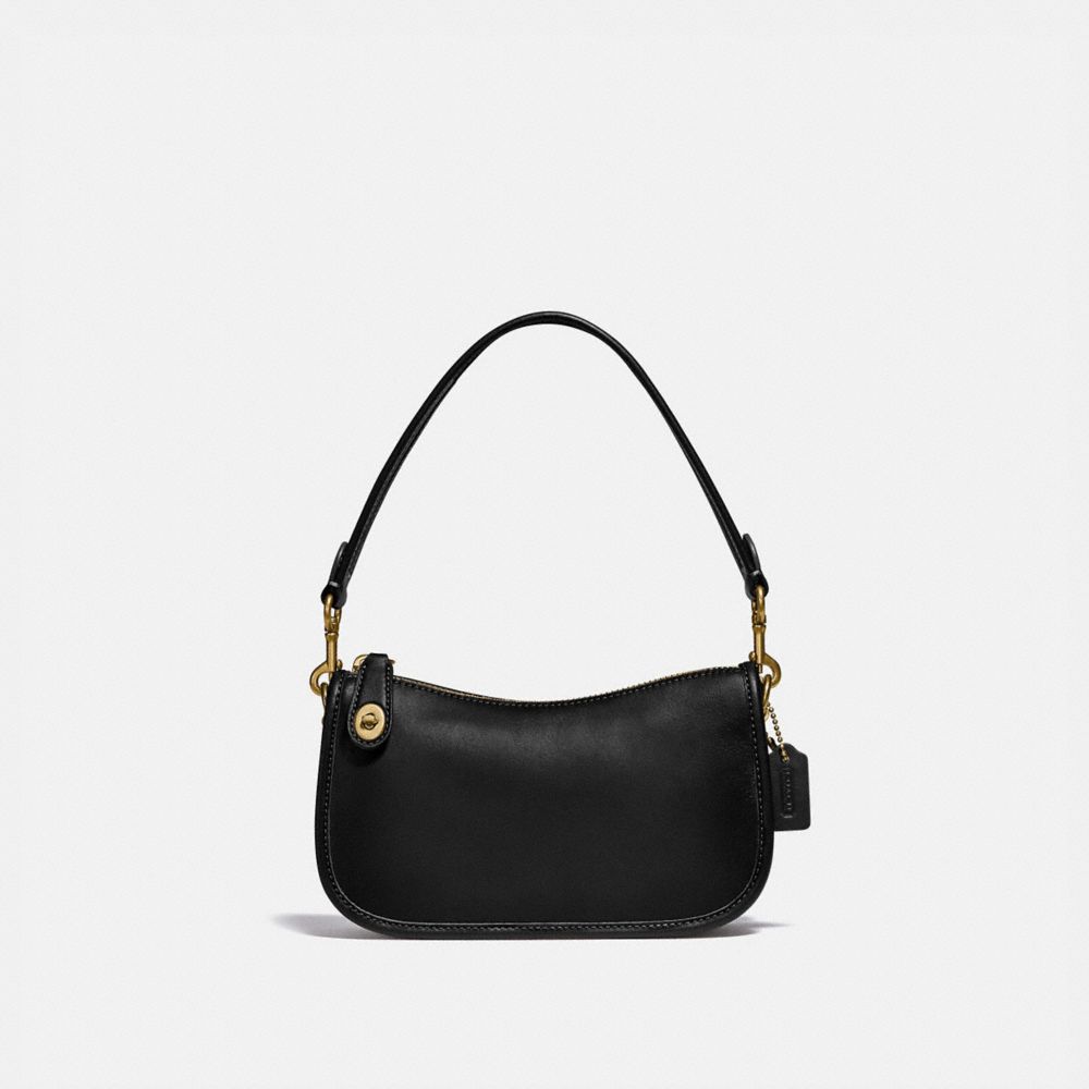 COACH®,SWINGER BAG 20,Glovetan Leather,Small,Brass/Black,Front View