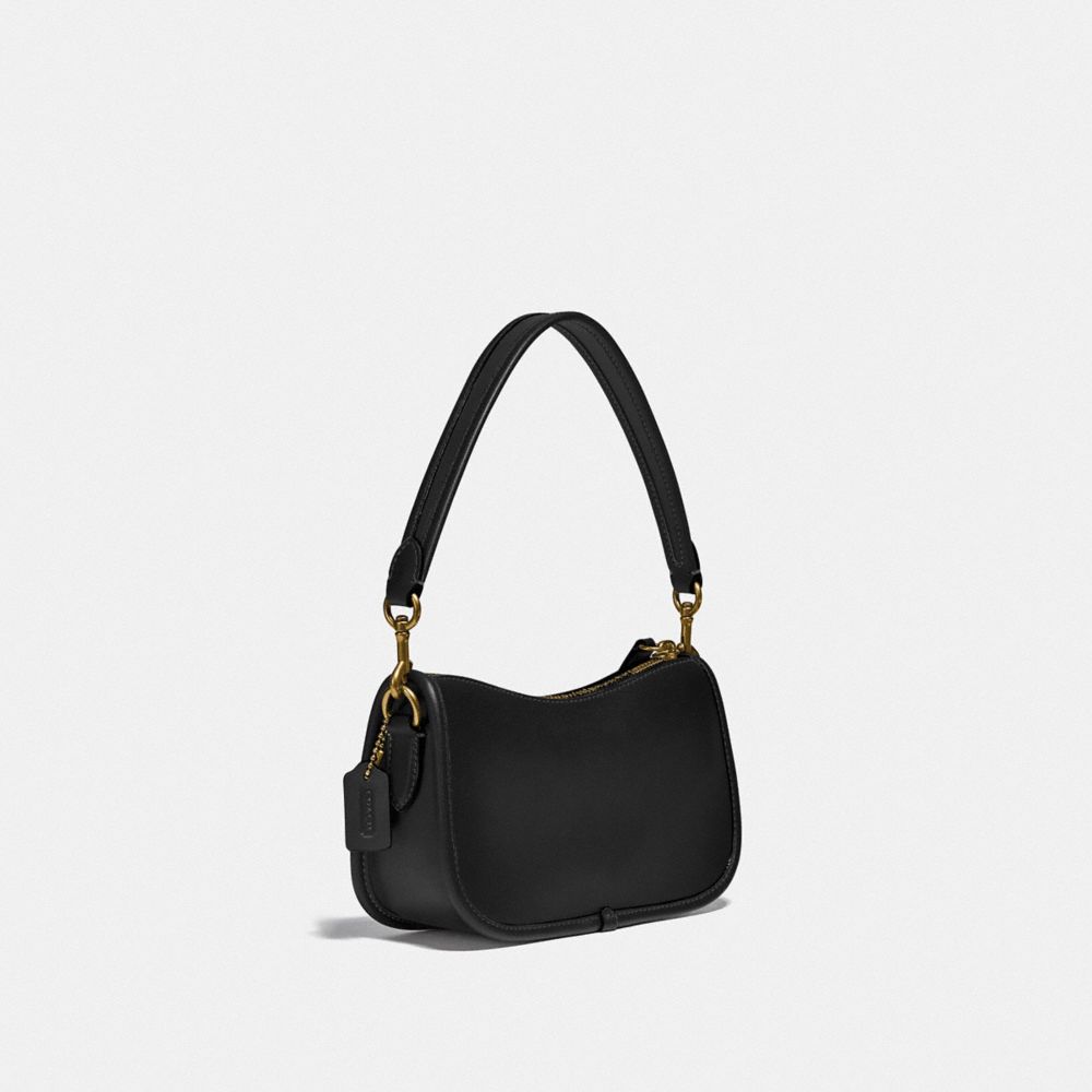 COACH®,SWINGER BAG 20,Glovetan Leather,Small,Brass/Black,Angle View