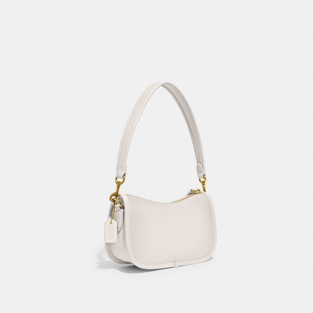 COACH®,Swinger Bag 20,Leather,Shoulder Bag,Piping,Day Party,White,Angle View