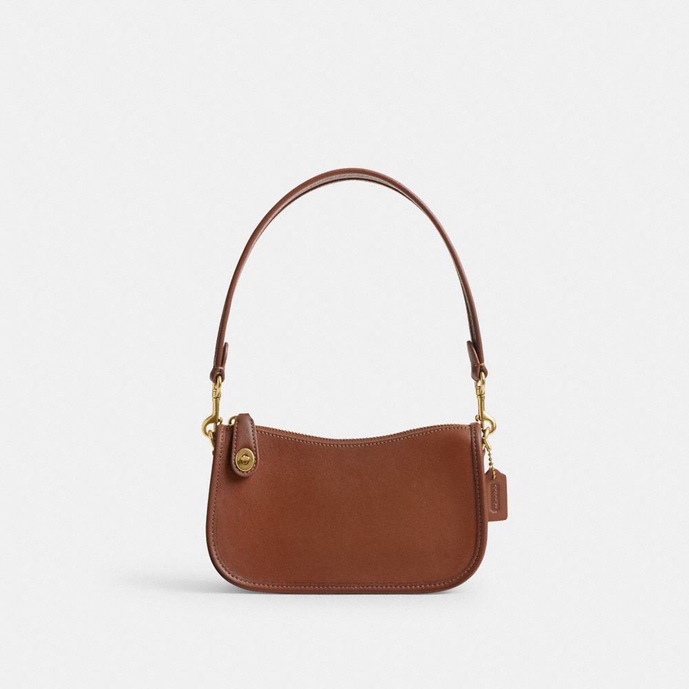 COACH®,SWINGER BAG 20,Glovetan Leather,Small,Brass/1941 Saddle,Front View
