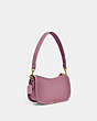 COACH®,SWINGER BAG 20,Glovetanned Leather,Small,Brass/Violet,Angle View