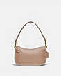 COACH®,SWINGER BAG 20,Glovetanned Leather,Small,Brass/Taupe,Front View