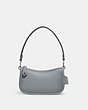 COACH®,SWINGER 20,Smooth Leather,Small,Silver/Grey Blue,Front View