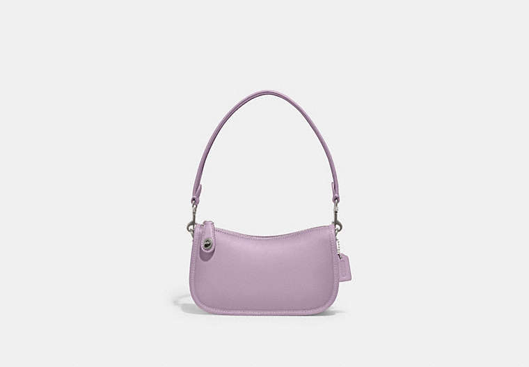 COACH®,SWINGER BAG 20,Glovetanned Leather,Small,Silver/Soft Purple,Front View