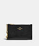 COACH®,ZIP CHAIN CARD CASE,Pebble Leather,Brass/Black,Front View