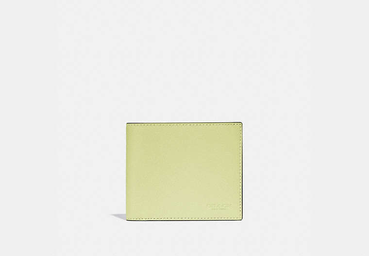 COACH®,3-IN-1 WALLET IN COLORBLOCK,Smooth Leather,Pale Lime/Pebble,Front View