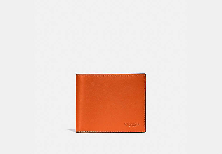 COACH®,3-IN-1 WALLET IN COLORBLOCK,Smooth Leather,Spice Orange/Dark Saddle,Front View