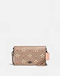 COACH®,HAYDEN FOLDOVER CROSSBODY CLUTCH WITH TEA ROSE KNOT,Smooth Leather,Mini,Pewter/Taupe,Front View