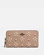 COACH®,ACCORDION ZIP WALLET WITH TEA ROSE KNOT,Smooth Leather,Mini,Pewter/Taupe,Front View