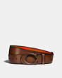 COACH®,SIGNATURE BUCKLE CUT-TO-SIZE REVERSIBLE BELT, 38MM,Smooth Leather,Dark Saddle/Spice Orange,Front View