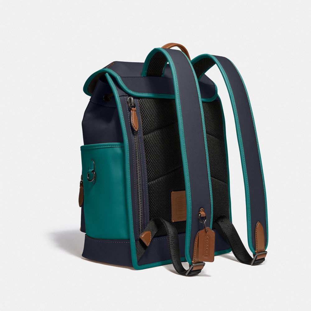 COACH®,League Flap Backpack In Colorblock,,Angle View