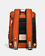 COACH®,LEAGUE FLAP BACKPACK IN COLORBLOCK,Smooth Leather,X-Large,Black Copper/Spice Orange Multi,Back View