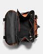 COACH®,LEAGUE FLAP BACKPACK IN COLORBLOCK,Smooth Leather,X-Large,Black Copper/Spice Orange Multi,Inside View,Top View