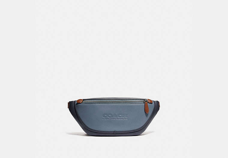 COACH®,LEAGUE BELT BAG IN COLORBLOCK,Smooth Leather,Medium,Black Copper/Blue Quartz Multi,Front View