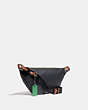 COACH®,LEAGUE BELT BAG IN COLORBLOCK,Smooth Leather,Medium,Black Copper/Dark Shamrock Multi,Angle View