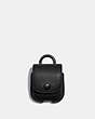 COACH®,WIRELESS EARBUD CASE,Pebbled Leather,Mini,Black,Front View