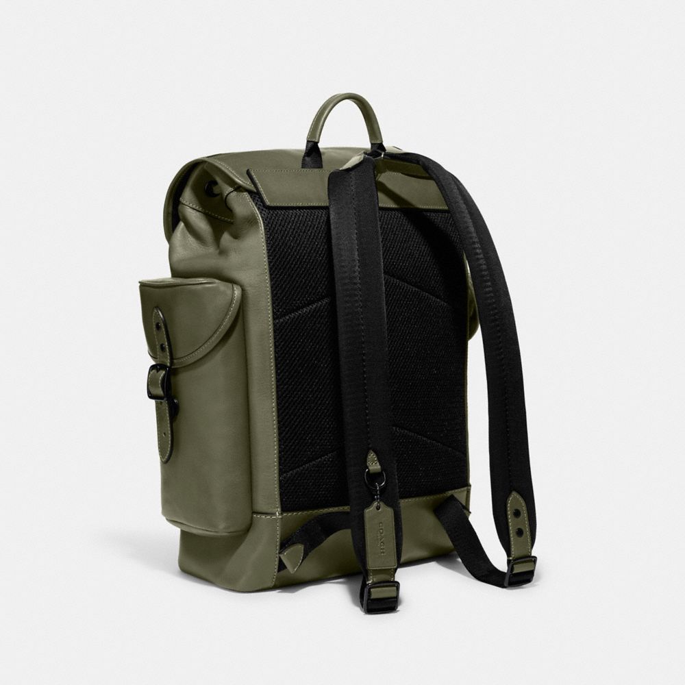 COACH®,HITCH BACKPACK,Large,Army Green/Black Copper,Angle View