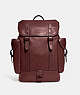 COACH®,HITCH BACKPACK,Sport calf leather,Large,Wine,Front View