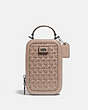 COACH®,ALIE CAMERA BAG WITH WEAVING,Woven Leather,Mini,Pewter/Taupe,Front View