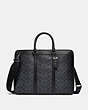 COACH®,METROPOLITAN SLIM BRIEF IN SIGNATURE CANVAS,Signature Coated Canvas/Smooth Leather,Medium,Black Copper/Charcoal,Front View