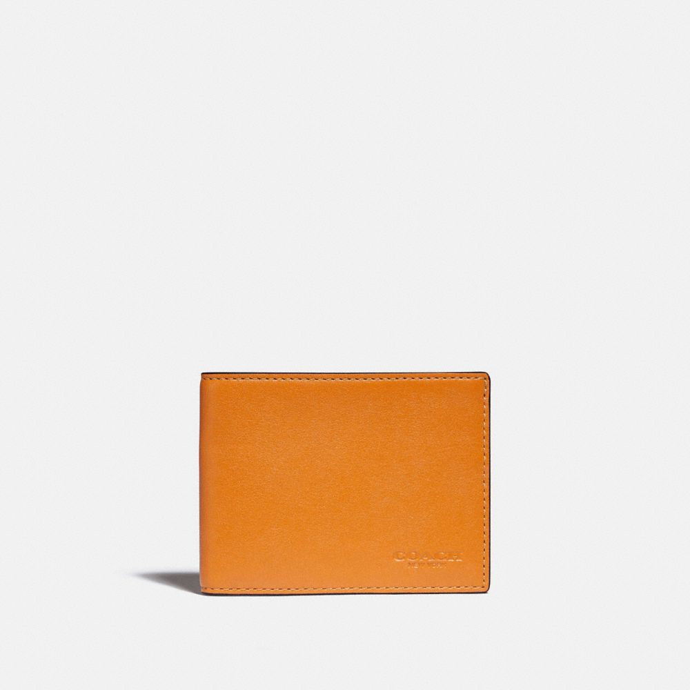 COACH®,SLIM BILLFOLD WALLET IN COLORBLOCK,Butterscotch/Pebble,Front View