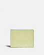 COACH®,SLIM BILLFOLD WALLET IN COLORBLOCK,Smooth Leather,Pale Lime/Pebble,Front View