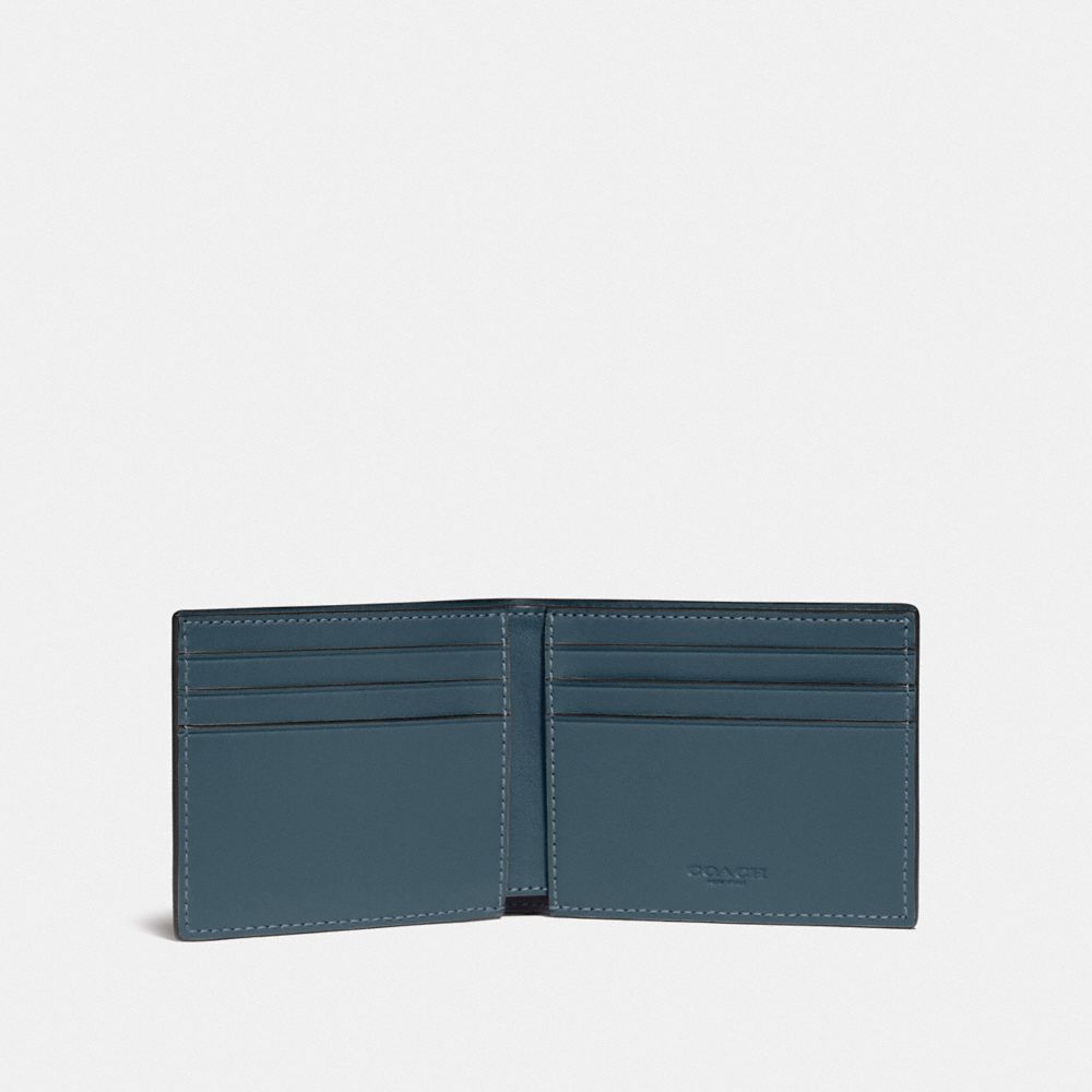 COACH®,SLIM BILLFOLD WALLET IN COLORBLOCK,Deep Blue/Prussian,Inside View,Top View