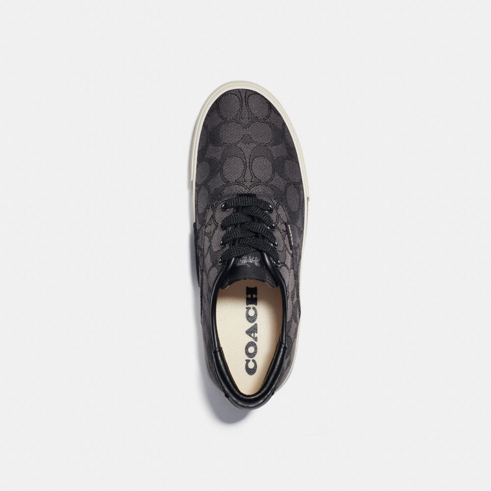 COACH®,Citysole Skate Sneaker,Rubber,Leather,Casual,Logo,Piping,Cushioned,Casual,Gray,Inside View,Top View