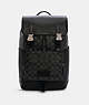 COACH®,TRACK BACKPACK IN SIGNATURE CANVAS,pvc,X-Large,Office,Gunmetal/Charcoal/Black,Front View