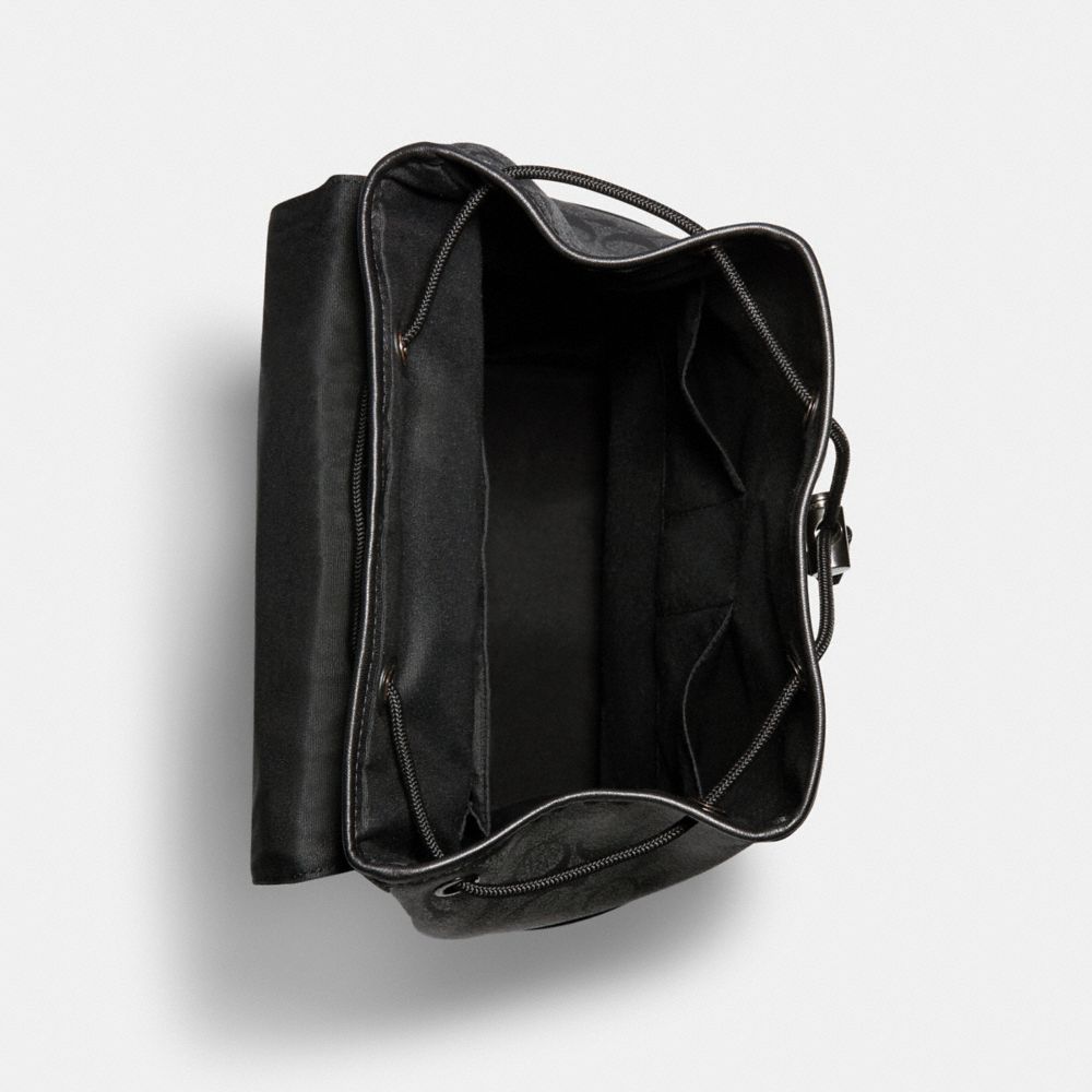 COACH®,SAC À DOS TRACK EN TOILE EXCLUSIVE,PVC,Bronze industriel/Anthracite/Noir,Inside View,Top View