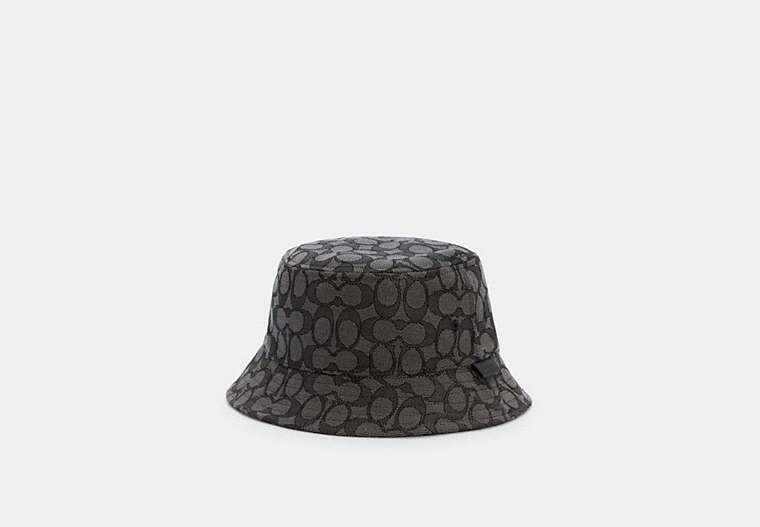 COACH®,SIGNATURE BUCKET HAT,n/a,Black Signature,Front View