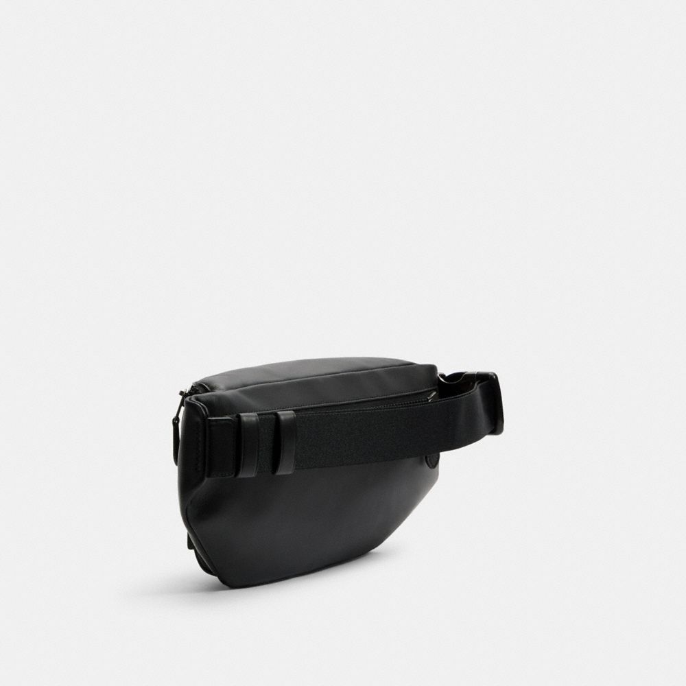 COACH®,TRACK BELT BAG,Smooth Leather,Medium,Gunmetal/Black,Angle View