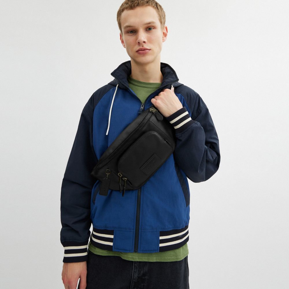 COACH®,Track Belt Bag,Leather,Calfskin Leather,Belt Bag,Chest Waist Strap,Casual,Black,Detail View