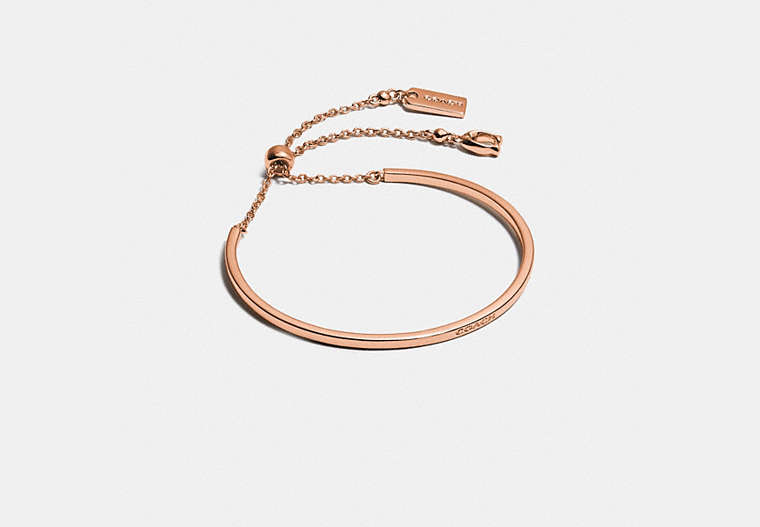 COACH®,SIGNATURE SLIDER BANGLE,Plated Brass,Rose Gold,Front View