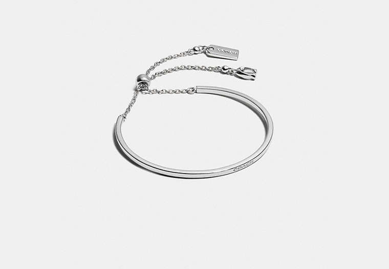 COACH®,SIGNATURE SLIDER BANGLE,Plated Brass,Silver,Front View