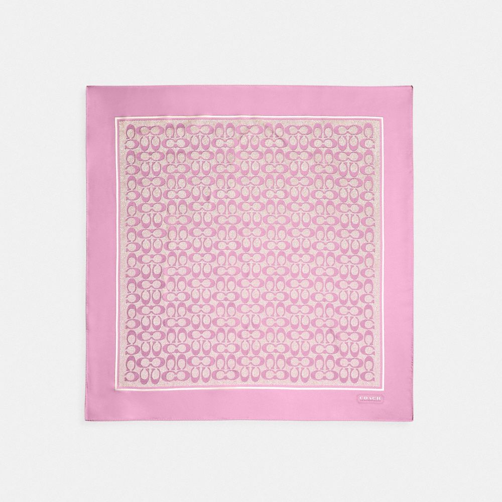 COACH®,Textured Signature Print Silk Square Scarf,Silk,Square,Rectangle,Frayed,Casual,,Front View image number 0