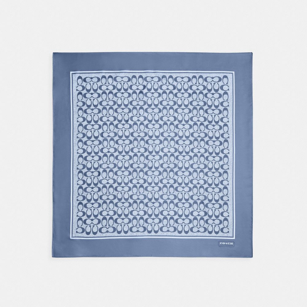Coach Textured Signature Print Silk Square Scarf In Multi
