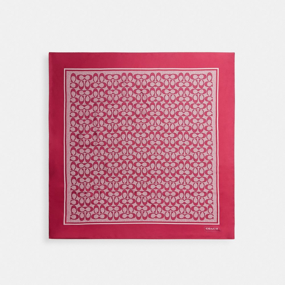 COACH®,Textured Signature Print Silk Square Scarf,Silk,Square,Color Block,Casual,,Front View