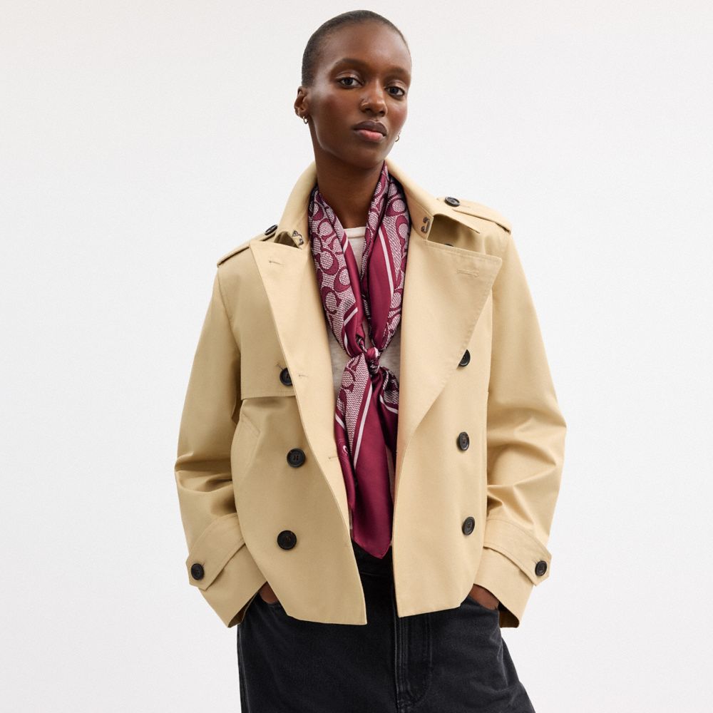 Женские аксессуары Coach Textured Signature Print Silk Square Scarf — фото 2